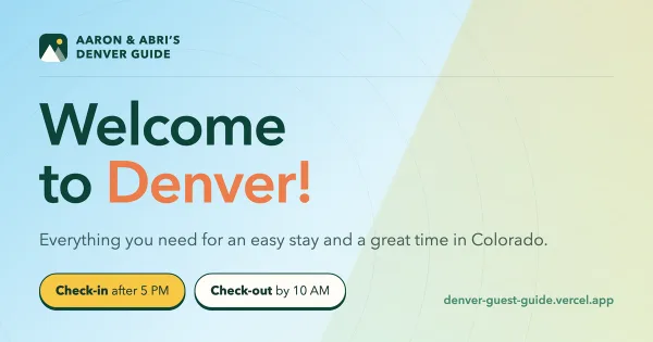 welcome to denver — the guest guide's check-in and check-out card